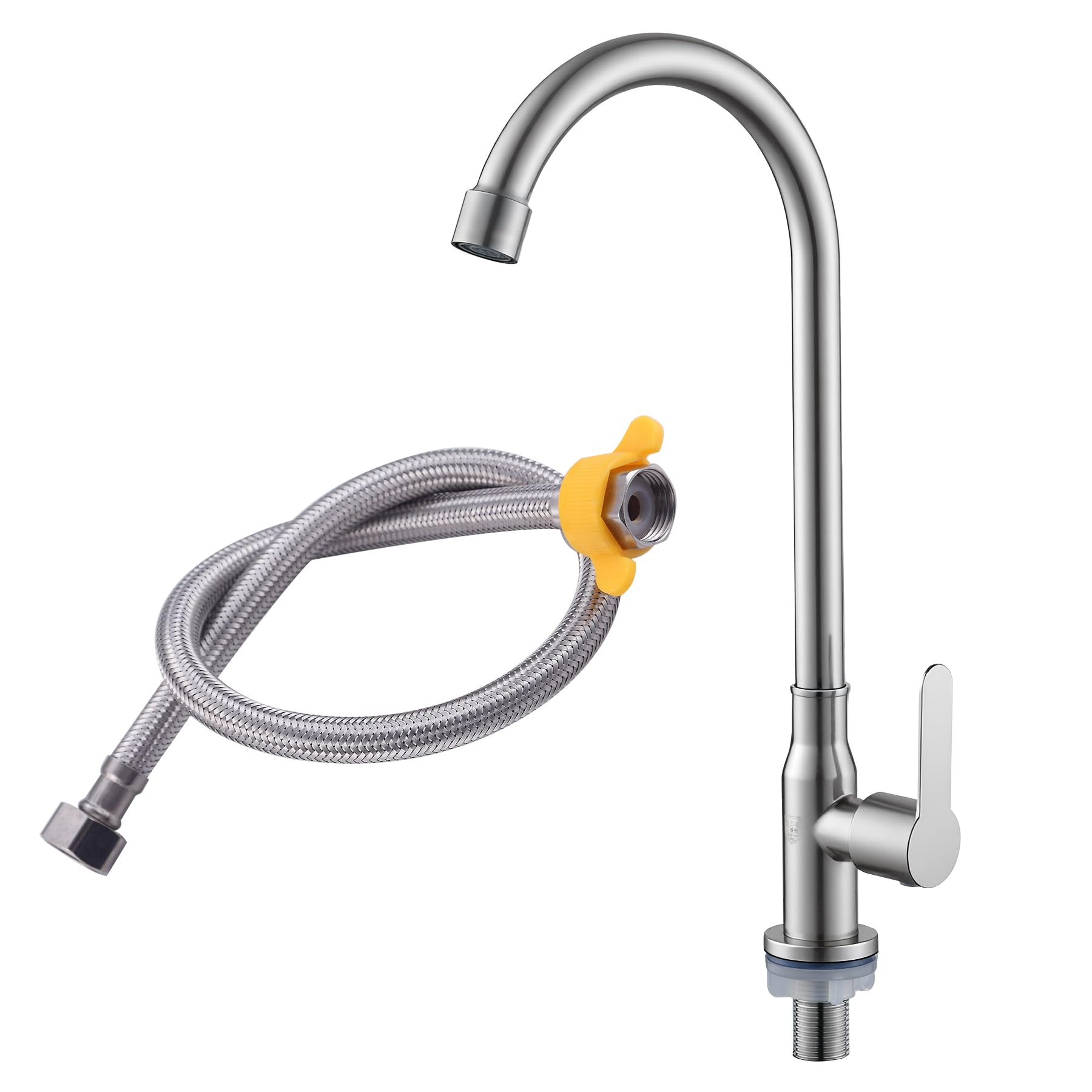 Outdoor garden sink kitchen stand single washbasin spout with stainless with hose height faucet, single-hole, faucet, lever, faucet, swan-shaped