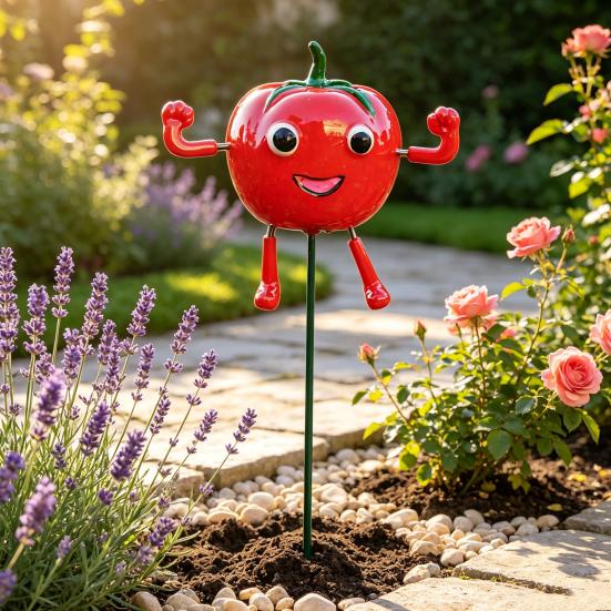 Decorative Metal Stakes Cute Cartoon Vegetables Resin Garden Stake, Funny Vegetable Character Figurine Yard Decor, Creative Whimsical Outdoor