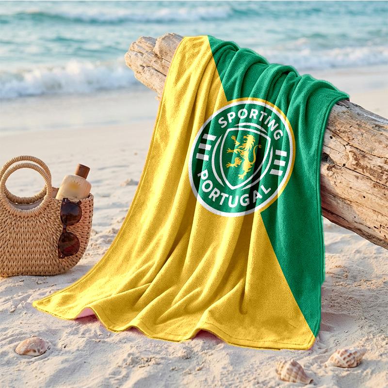 Telo Mare in Microfibra con Stampa Sporting CP FC Asciugatura Rapida Assorbente Grande per Spiaggia Nuoto Viaggio