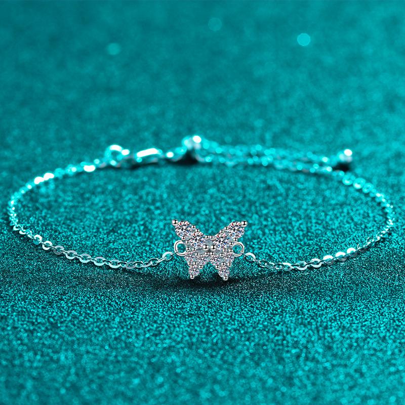 Butterfly Sweet Bracelet Women's 0.36CT Moissanite PT950 Platinum - Butterfly diamond chain, sweetness boost, ideal friend gift