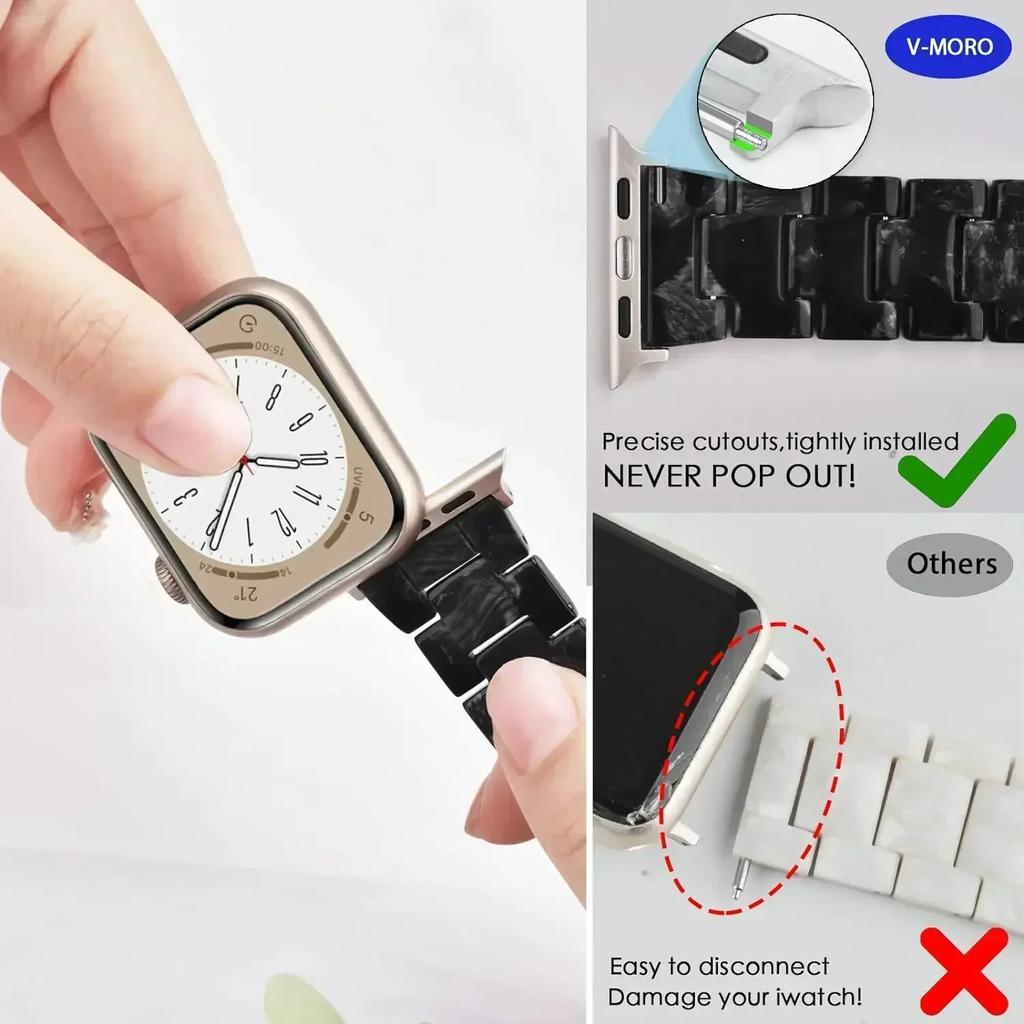 Resin Strap for Apple Watch Band 44mm 40mm 45mm 41mm 38mm 42mm Bracelet Correa iWatch Series 3 4 5 6 Se 7 Replacement Watchband