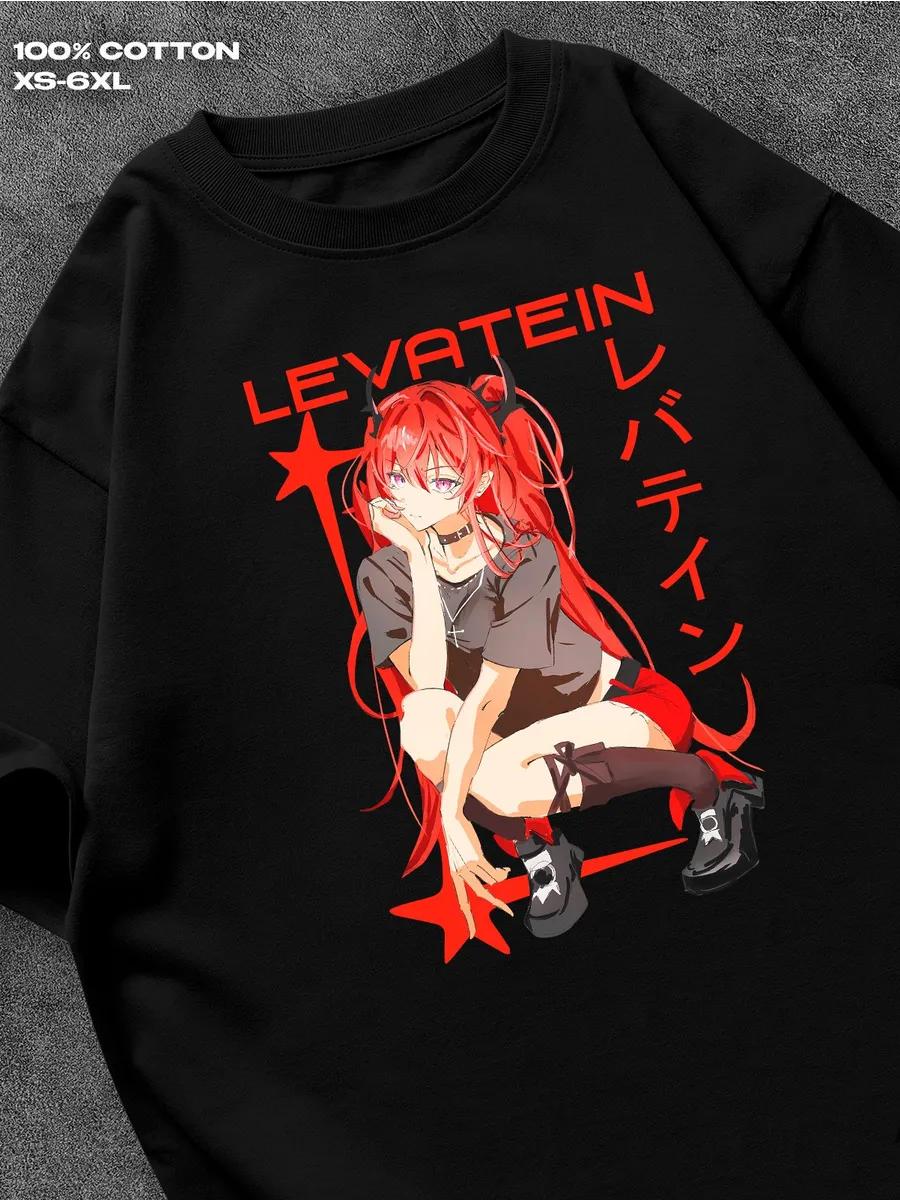 

черная футболка Leviathan Arknights Мужская футболка Женские футболки с принтом букв Короткий рукав Футболка Повседневная Уличная Футболка Топ XL