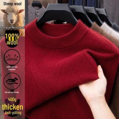Men's 2025 Winter Thick Wool Round Neck Pullover Sweater