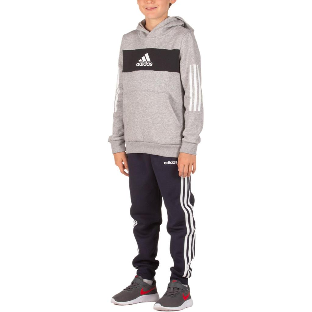 adidas Sweatshirt Hooded Fleece Training Sweatshirt With Letter Print Gray Teenagers ED6500