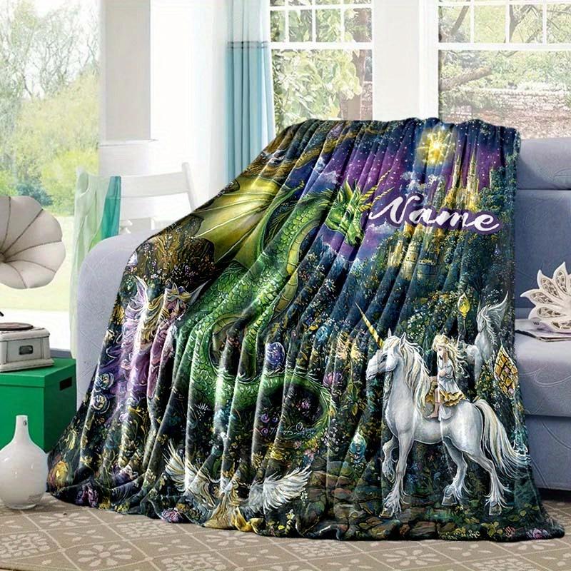 Unicorn Forest Customize Your Name Blanket Used For Chair Office Sofa Bed Camping Soft And Warm Giving Friends And Relatives Birthday Graduation Gift