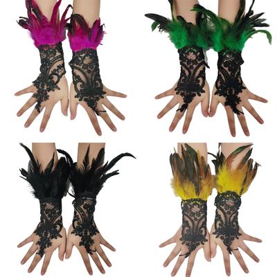 Wedding Long Gloves Feather Proms Gloves for Operas Stage Performances Evening Dinner Women Gloves Lady Gloves