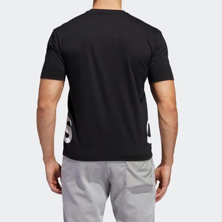 adidas Large Logo Print Short Sleeve T-Shirt Men Tops Black GK3325