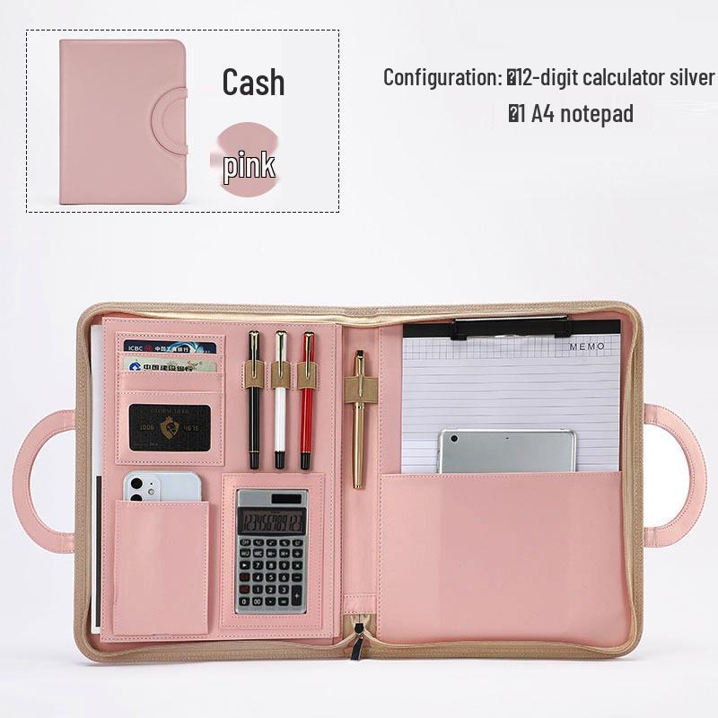 Carpeta de cremallera A4 de cuero y bloc de notas Bolsa de regalo de negocios