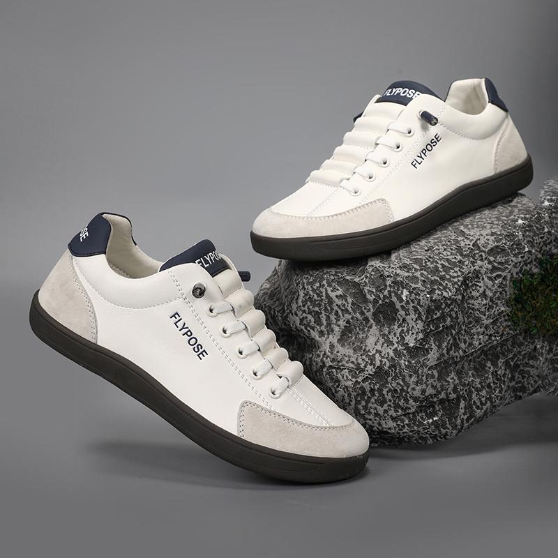 TAI PAO Wide Toe Barefoot Shoes Adjustable Slip On Walking Shoes for Unisex Minimalist Artificial Leather Sneakers