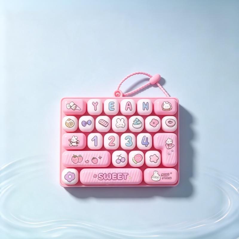 26 Key Keyboard Fidget Toy Keycap Clicker Keychain Portable Stress Relief Gift for Kids Adult Friends