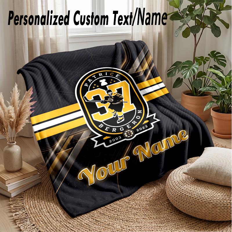 Boston Bruins Individuelle Flanell-Kuscheldecke Drucken Sie Ihren Namen Text Weiche Warme Decke Weihnachtsgeschenk