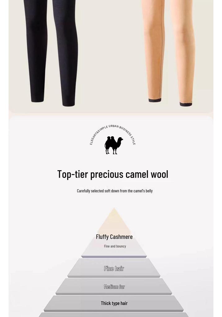 Men's Gray Thermal Camel Hair Leggings with Fleece Lining - Thick, High Elasticity, Tight-fitting, Warm Winter Cotton Pants