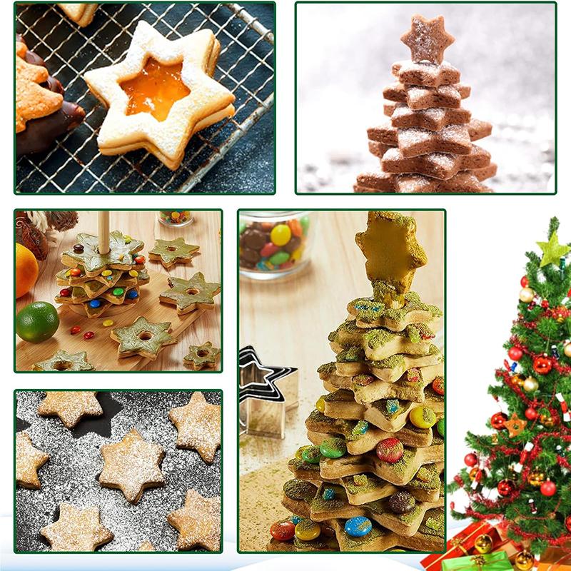 5Pcs Stainless Steel Cookie Cutter Star Shape Biscuit Mould Dough Pastry Cake Cookie Fondant Baking Mold Cookie Decoration Tool