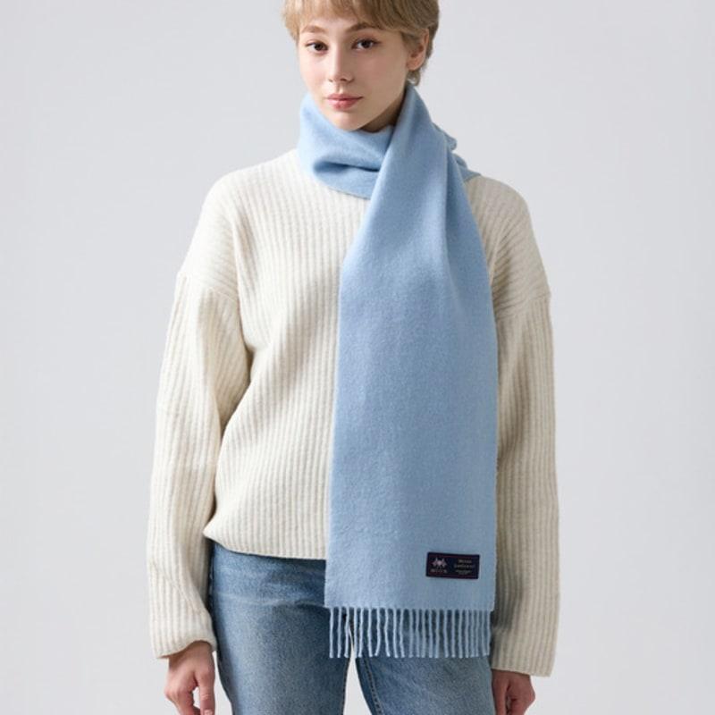 ABRAHAM MOON Merino Wool Muffler 25cm - Baby Blue
