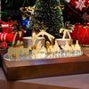 Seasonal Home Decor Christmas Acrylic Ornament, Mirrored Golden Silhouette Scene, Decorative Scene Decoration Desktop Display for Holiday Living Room