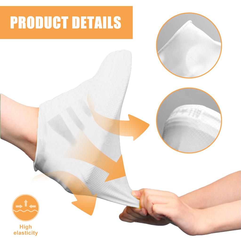5 Pairs Latex Overshoes Rain Shoe Sleeve Waterproof Rainproof Latex Shoe Covers with Anti Slip Tread For Hiking Cycling