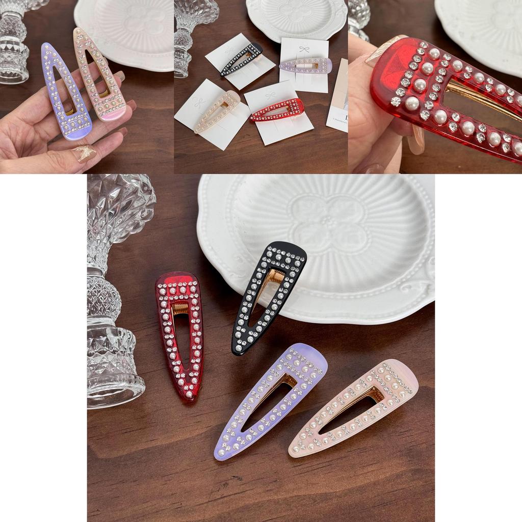 Chic Black And Colorful Hair Clip With Full Rhinestones For Trendy Summer Styles