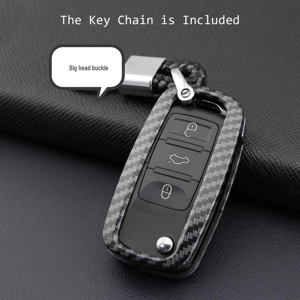 Carbon Fiber Volkswagen Golf 6 Key Case: Protective Cover for Three-Button Models.