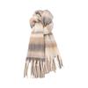 Korean gradual change striped scarf women's winter thickened imitation cashmere shawl dual-purpose warm atmosphere fringed scarf