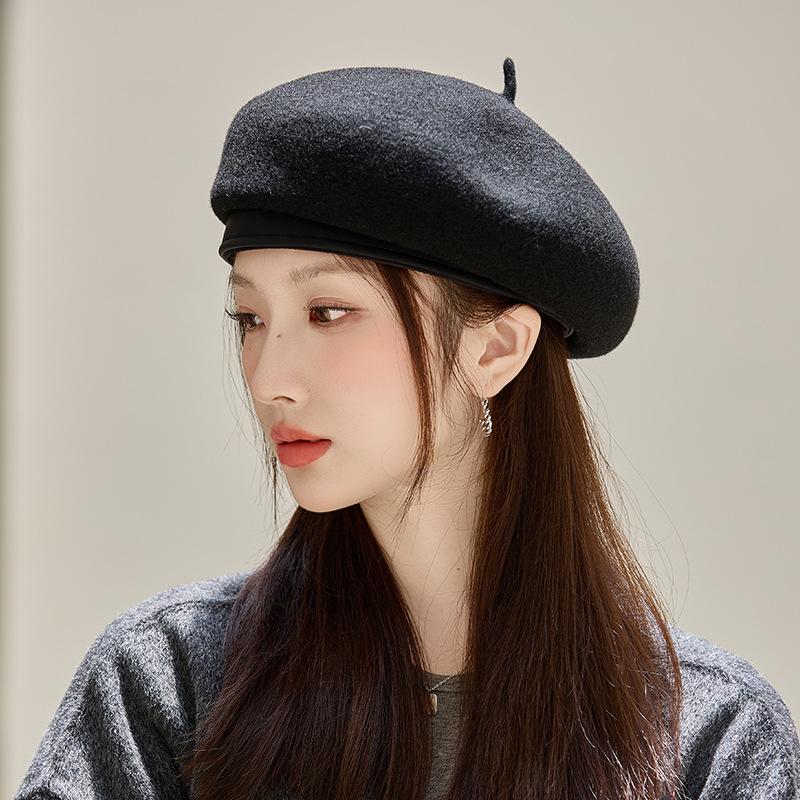 

Винтажный шерстяной берет осенне-зимняя шляпа женская теплая шляпа художника большой окружности головы универсальная шляпа-тыква One Size