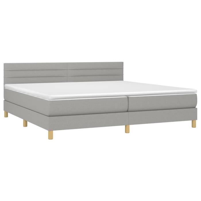 3140721 vidaXL Lit à sommier tapissier avec matelas Gris clair 200x200cm Tissu