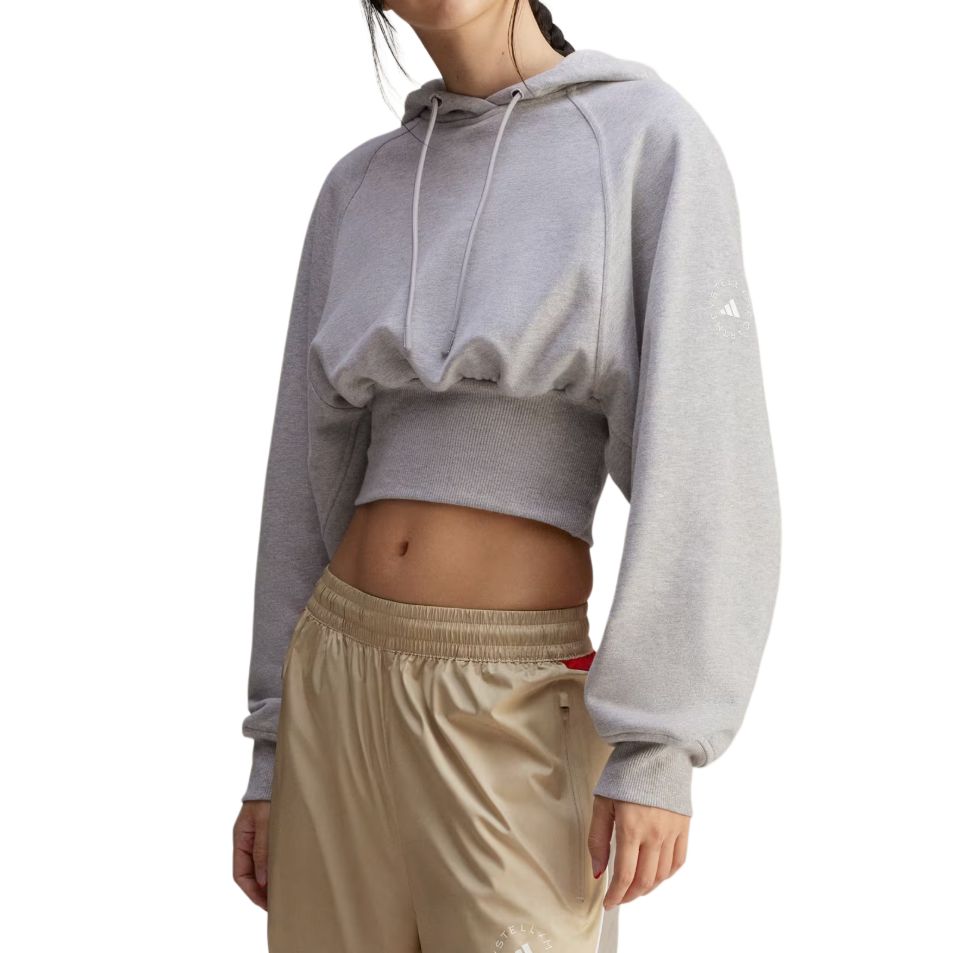 Adidas By Stella McCartney Cropped Hoodie Logo Print Women hoodies Gray JI5148