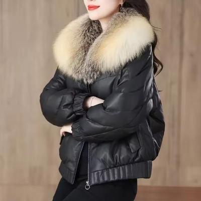Down Jacket Women's Sheepskin Black Coat Winter Fur Short Puffer Parkas Outwear