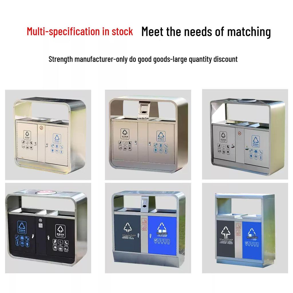 Stainless Steel Outdoor Trash Can: Large Sanitation Bin for Fruit Peels and Waste