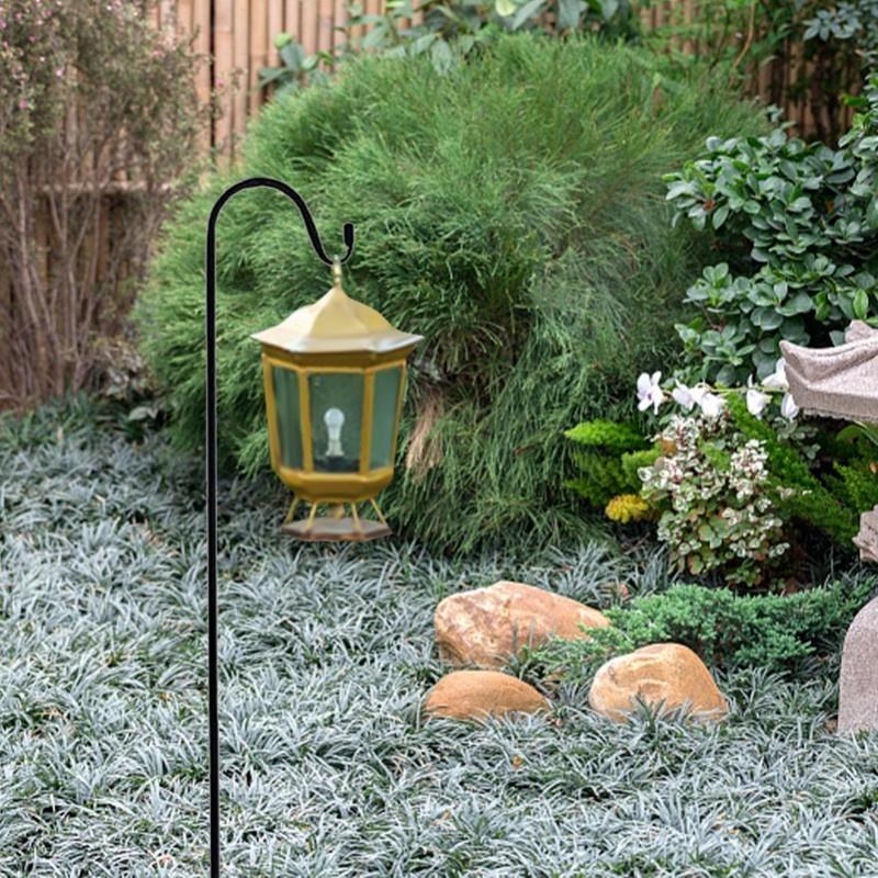 1.2m Outdoor Shepherd Hook Wrought Iron Garden Stake Hanger For Bird Feeder Solar Lights Wedding Decor nero