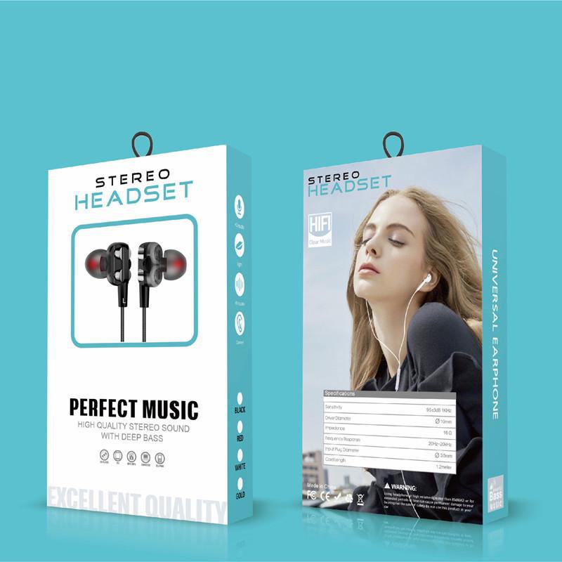 Dual Dynamic Coil In-Ear Headphones with Wired Control, Dual Speakers, and Smartphone Compatibility