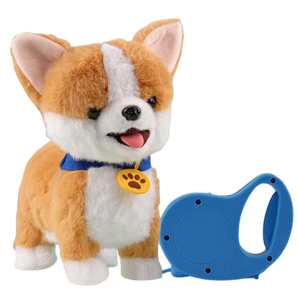 Stuffed Animals Realistic Robotic Puppy Tail Wagging Interactive Plush Robot Dog Soft Plush Barking Walking Dog Toy Kids Gift