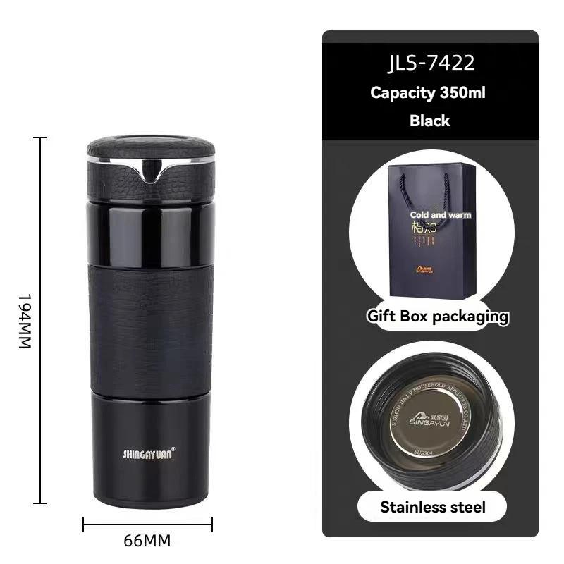 350ml Thermos Flasks Noble Leather Insulated Cup Highquality Thermal Keep Cold Hot Water Bottle Stainles Steel vacuum cup