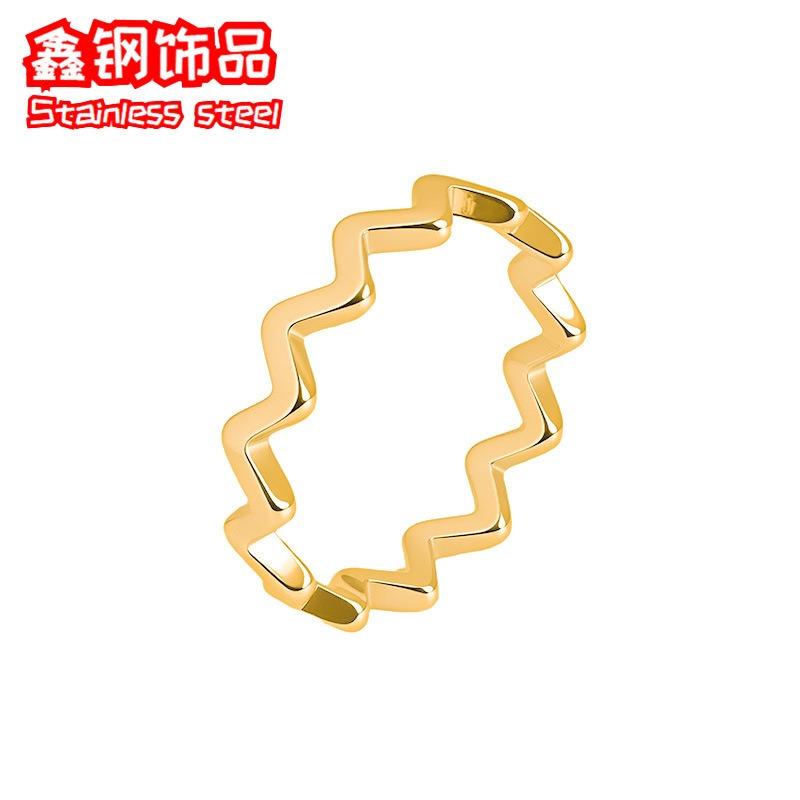 Simple Glossy Plain Circle Wavy Ring for Women, Fashionable Versatile Aperture, Minimalist Style Niche Design Stacked Ring