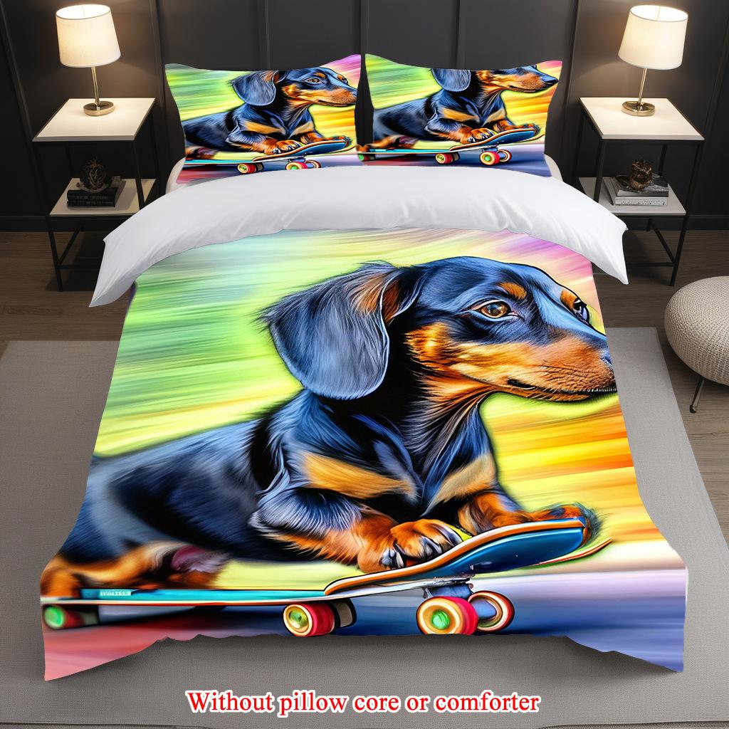 

Three-Piece Cute Pet Quilt Cover 3D Digital Printing Bedding Kit Japan 135 * 200cm 50 * 80cm * 1 two-piece set