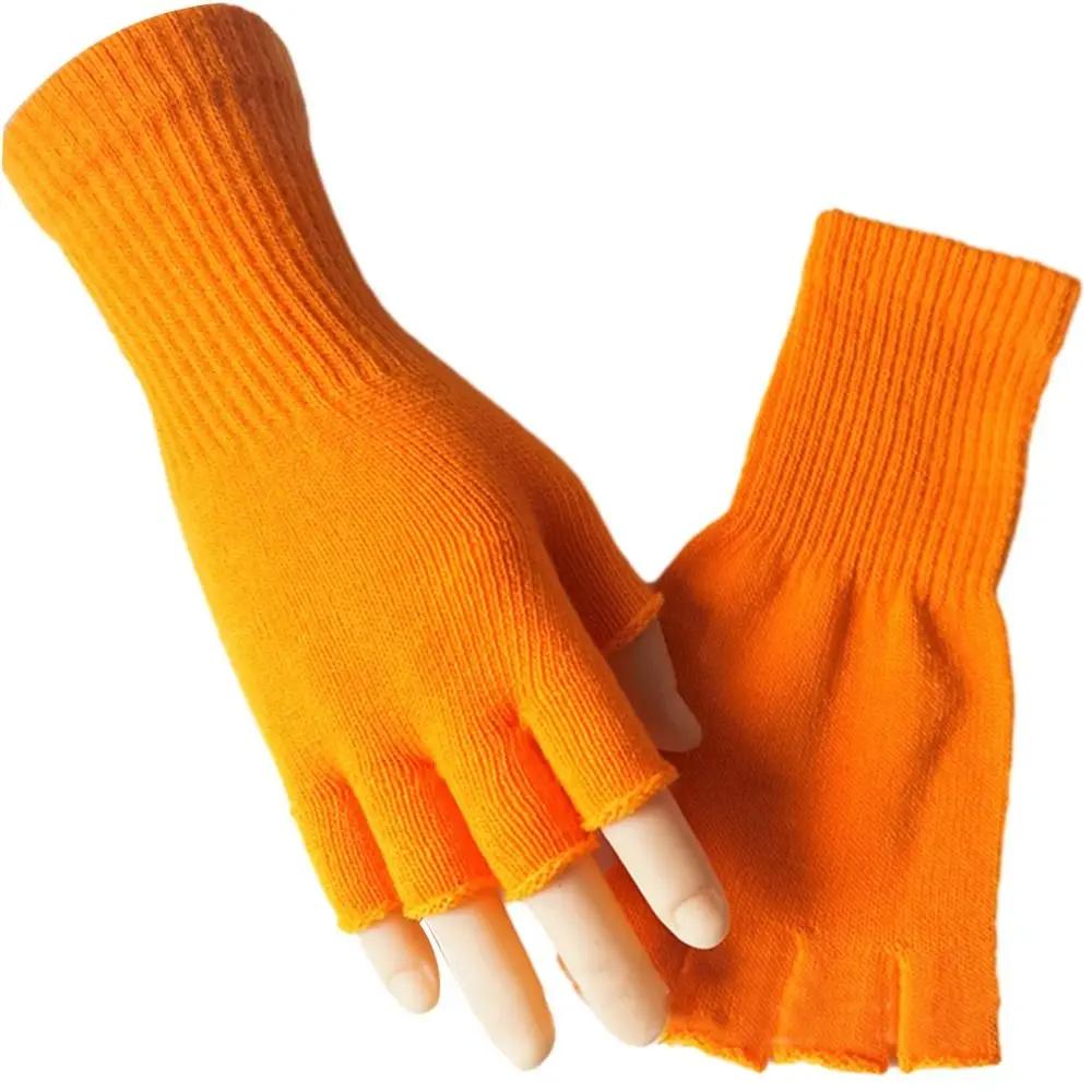 Striped Stripey Unisex One Size Fingerless Gloves Gothic Knitting Fingerless Gloves Winter Warm Elastic Comfortable Gloves