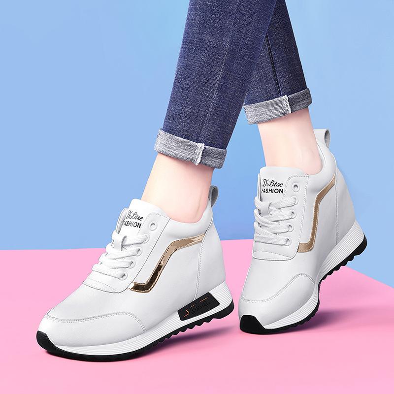 Inner Height Increase Women 'S Shoes  New Spring And Autumn White Shoes Flat Casual All -Match Sports Shoes