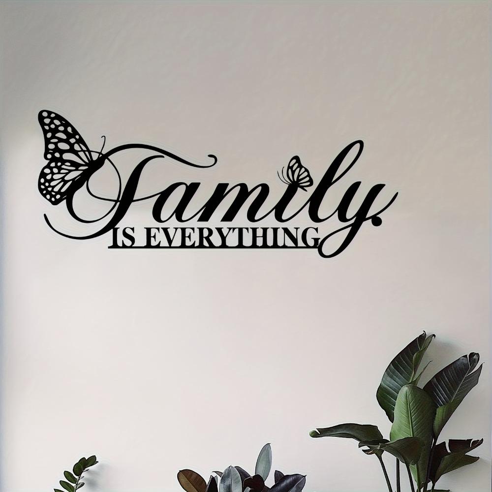 Metal Butterfly Wall Art, Iron Family Sculpture for Living Room Garden Fence Decor, Farmhouse Hanging Ornament, Mother Day Christmas Gift