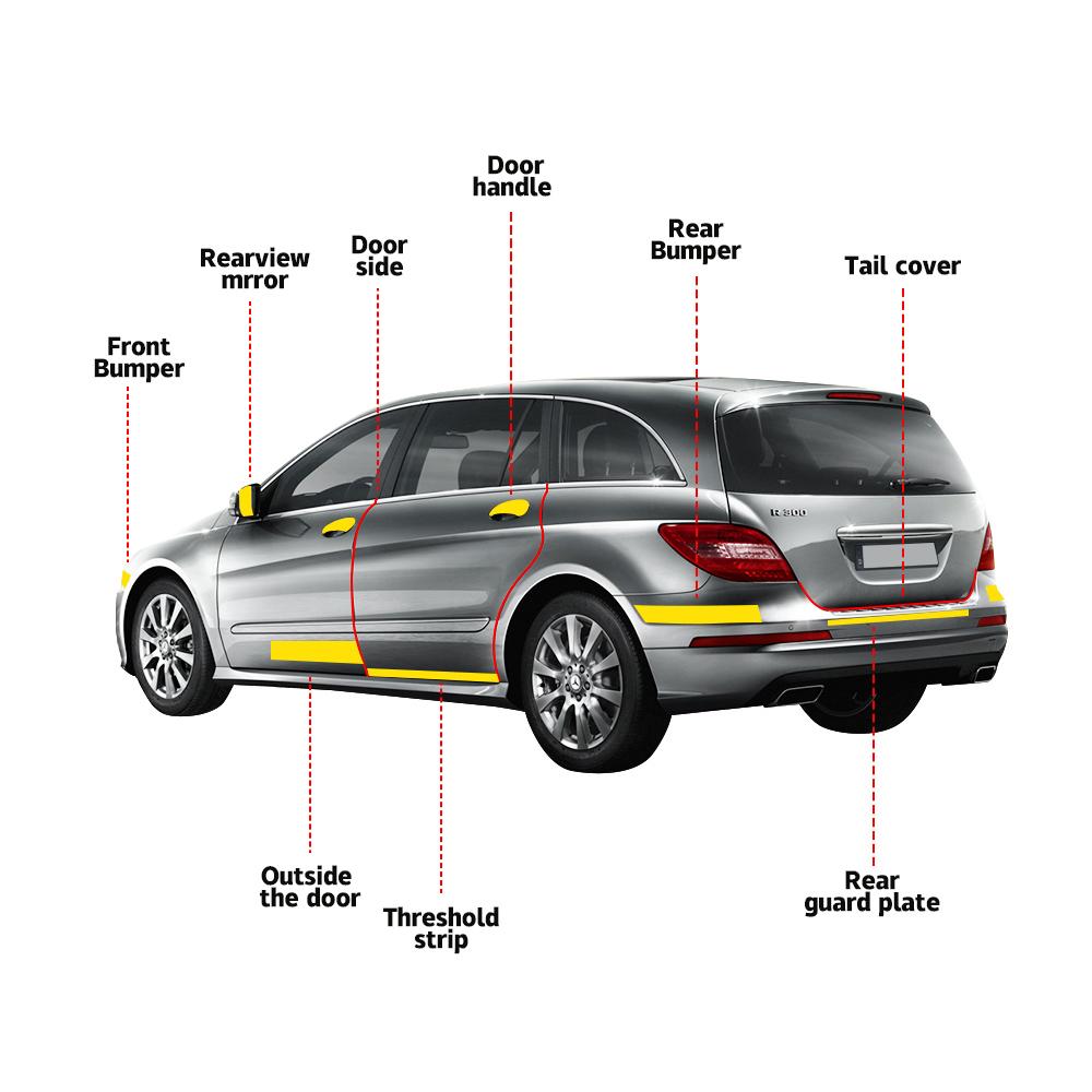 3D Carbon Fiber Car Sticker Paste Protector Strip Auto Door Sill Gloss Black Waterproof Protection Film Vinyl Wrap Film 10x150cm