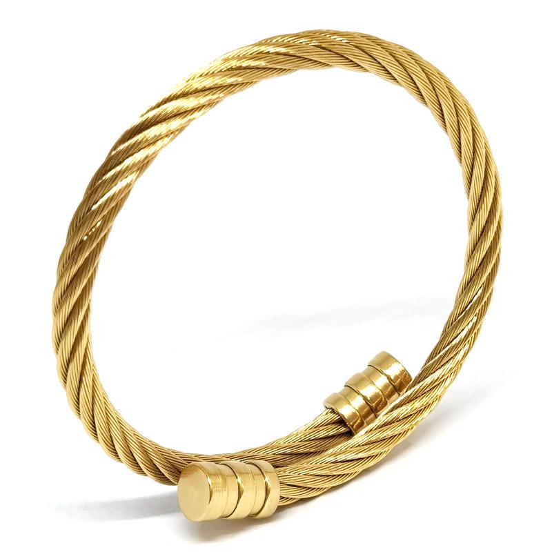 Men's European & American Style Stainless Steel Bracelet: Silver, Gold, Rose, Black Punk Braided with Square & Round Heads