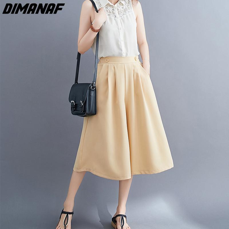 Dimanaf 2023 Summer Shorts Pants Women Elastic Pants Loose Casual Female Basic Trousers Wide Leg Pants Buttons