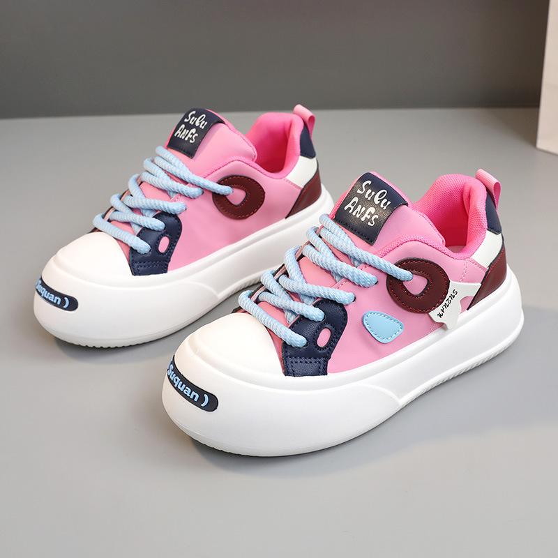 New High-altitude Board Shoes with Thick Soles and Color Matching Women's Shoes Casual and Versatile Small White Shoes for Students