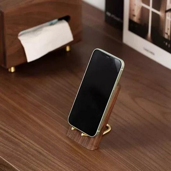 Cross Creative Solid Wood & Brass Mobile Phone and Tablet Holder
