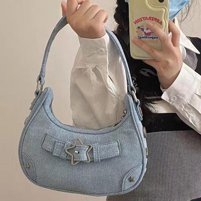 MODA Vintage Cute Star Torba na ramię Torba pod pachami Damskie torby na ramię Skórzane torebki na zamek Torebki damskie Casualowa torba listonoszka 2024 Nowość