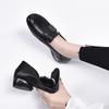 Loafers 2025 spring and summer new mango head square buckle comfortable single shoes black first layer cowhide two wear women's bean shoes