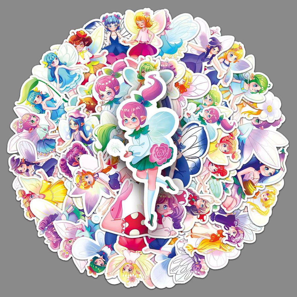 50 Elf Cartoon Stickers Hand-drawn Cute Fairy Tale Dreamy Decorative Water Cup Stationery Glue Drop Stickers