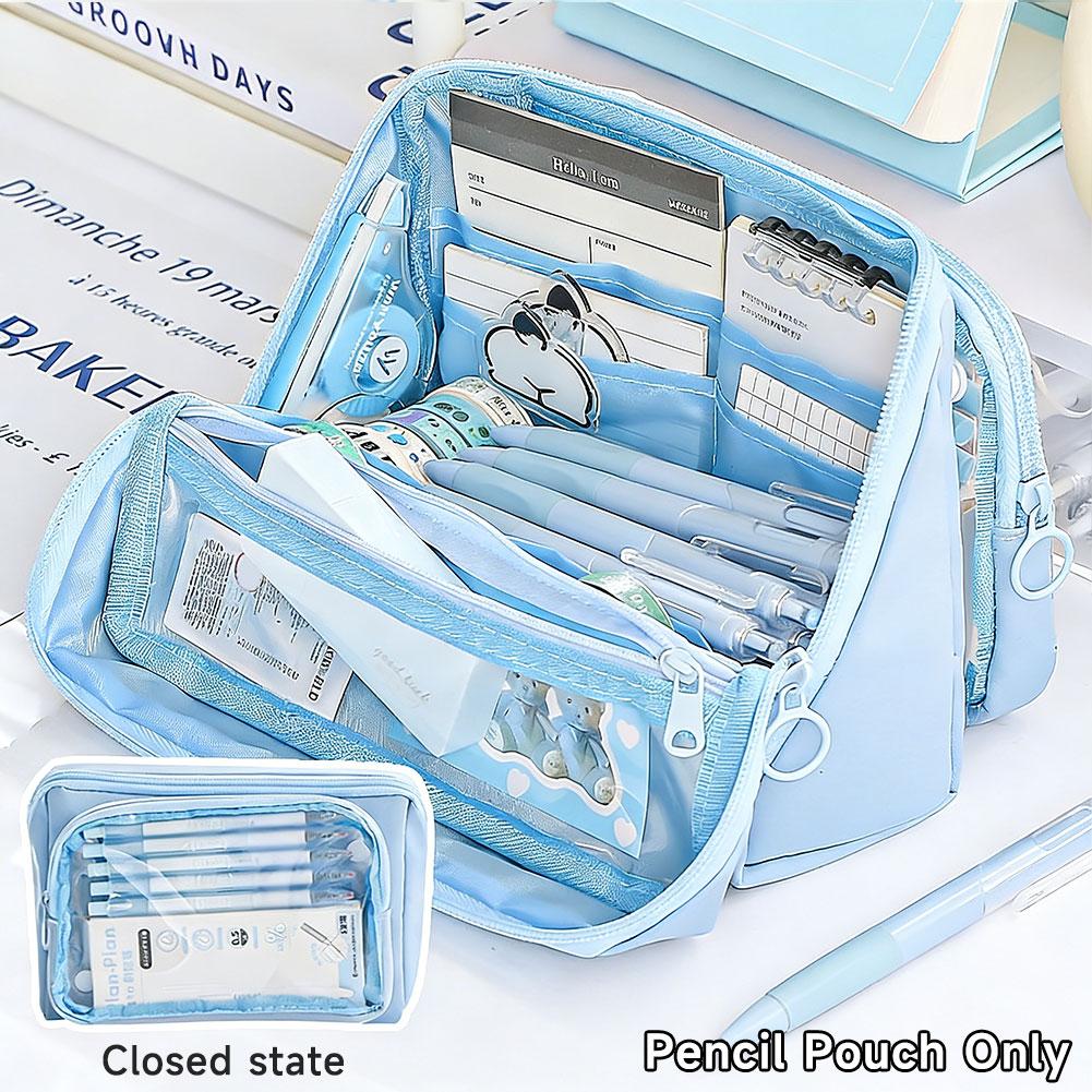 Large Capacity Transparent Pencil Case DIY Zipper Pen Bag 9 Layer Multi Function Students Stationery Storage Bag School Supplies