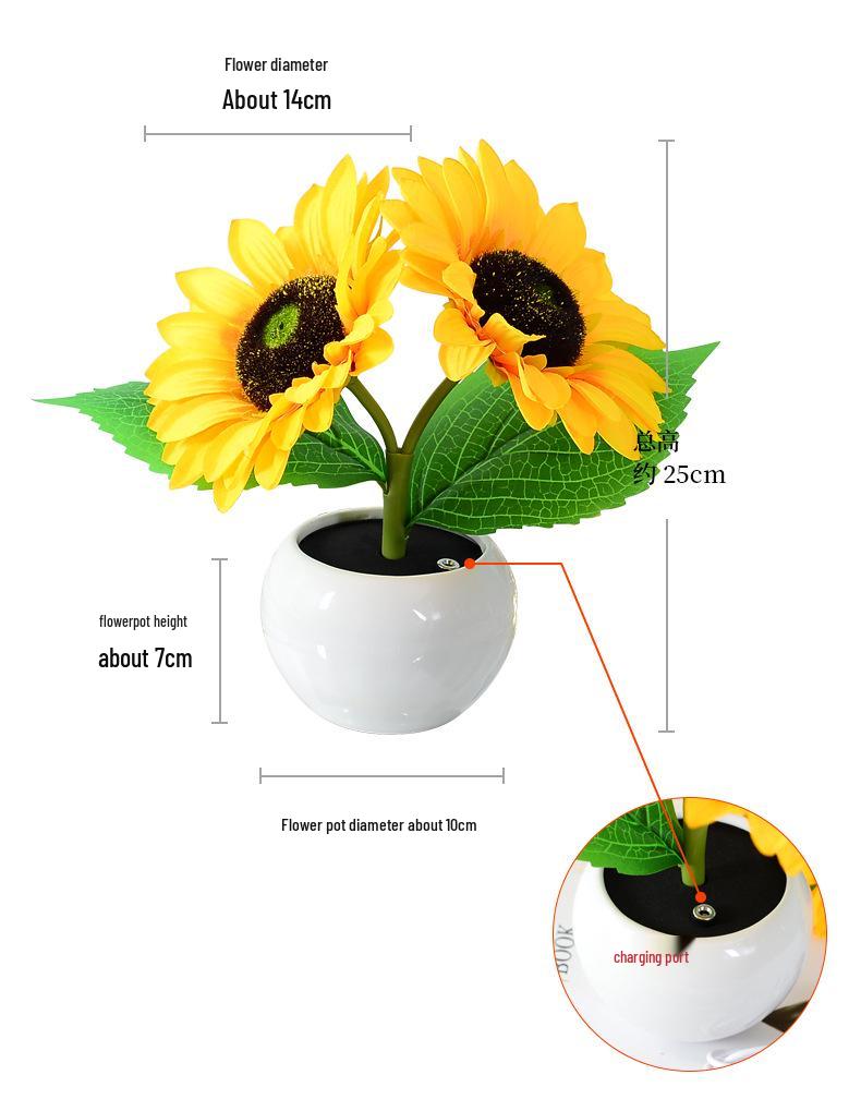 LED Sunflower Bedside Night Light: Indoor Touch-Charging Simulation Bouquet for a Warm Atmosphere