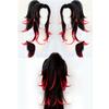 HAIRJOY Synthetisches Haar KNY Kokushibo Lang Gerade Pferdeschwanz Rot Schwarz Cosplay Perücke Party Perücken Halloween Perücken