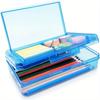 Large Capacity Double Layer Translucent Plastic Pencil Box with Snap-Tight Lid, Durable Hard Pencil Case for Pens, Pencils, School & Office Supplies