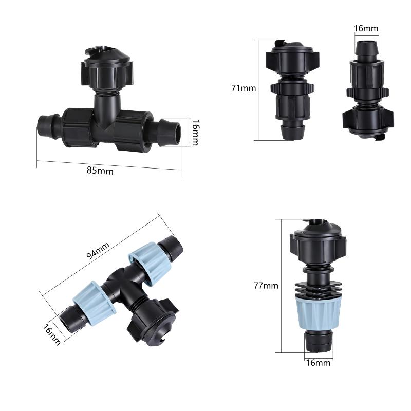 5Pcs 16mm Drip Irrigation Barbed Bypass Valve Tee Joint Drip System Water Diverting Valve For Drip Irrigation Hose Adapter